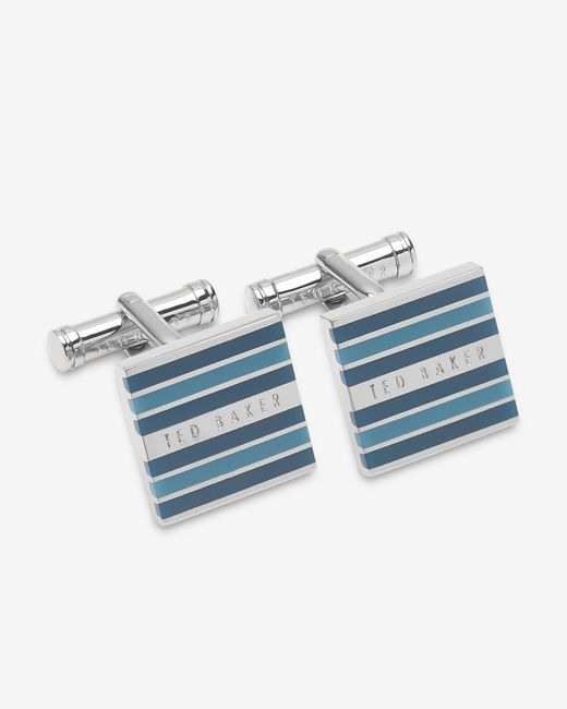 Ted Baker Striped square cufflinks Teal