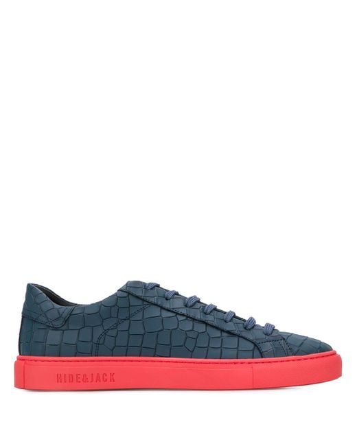 Hide & Jack Leather Low-top Croc-effect Sneakers