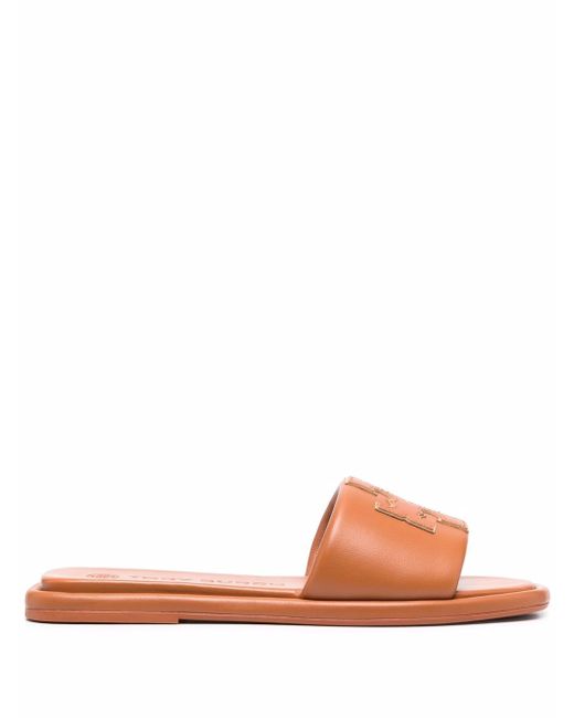 Tory Burch Double T Leather Slides