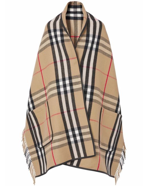 Burberry Wool And Cashmere Blend Checked Cape