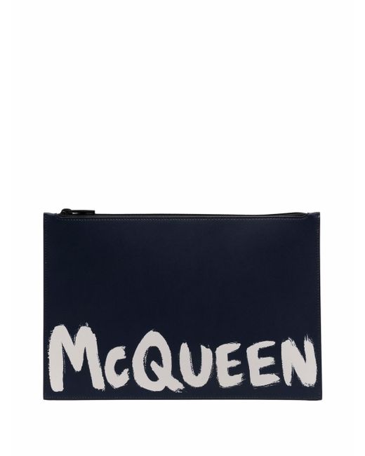 Alexander McQueen Logo Graffiti Leather Pouch