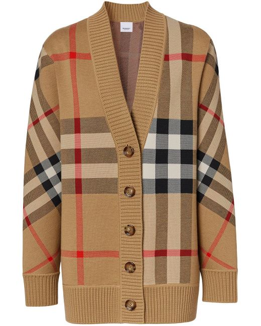 Burberry Wool Blend Checked Cardigan