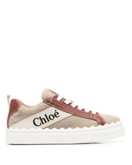 Chloé Lauren Leather And Canvas Sneakers