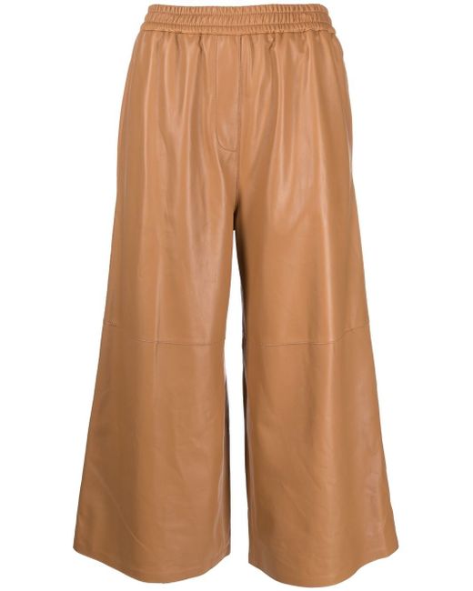 Loewe Cropped Wide-leg Leather Trousers