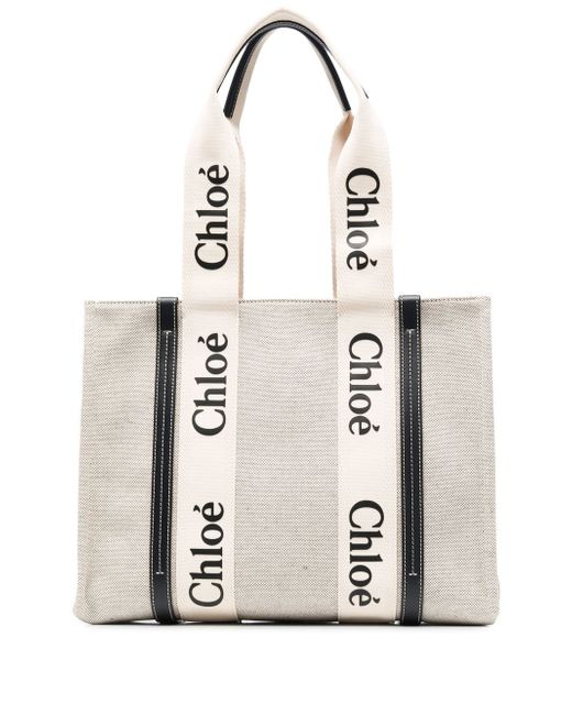Chloé Woody Medium Canvas Shopping Bag