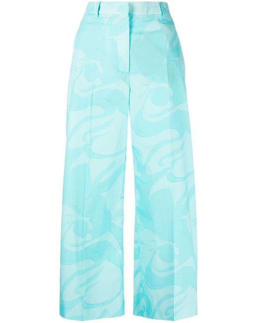 Etro Printed Cotton Cropped Trousers