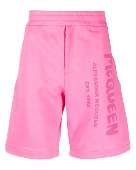 Alexander McQueen Logo Cotton Shorts