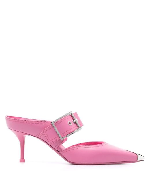Alexander McQueen Punk Buckled Leather Mules