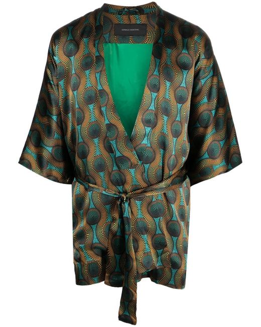 Ozwald Boateng Printed Silk Short Kimono