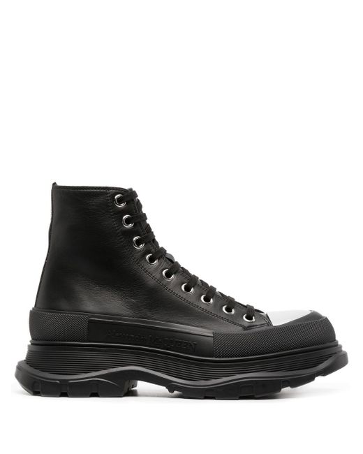 Alexander McQueen Tread Slick Leather Ankle Boots