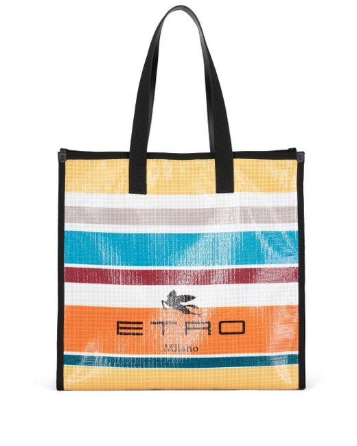 Etro Nylon Striped Tote Bag