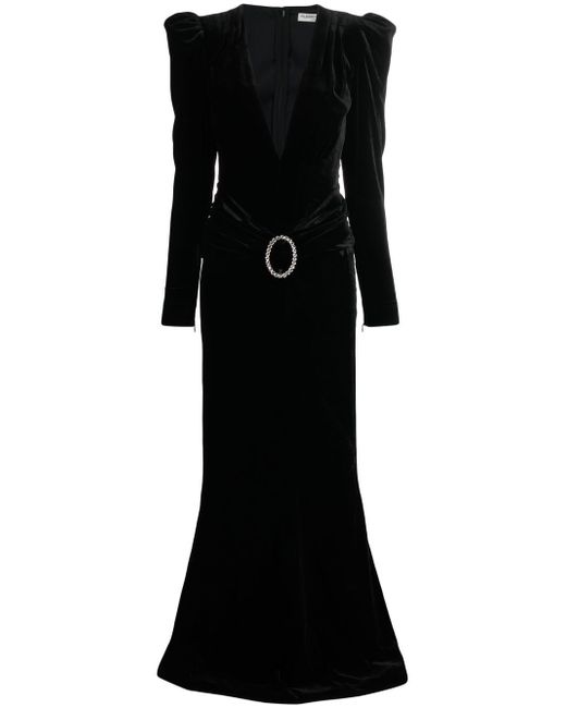 Alessandra Rich Deep Neckline Velvet Long Dress