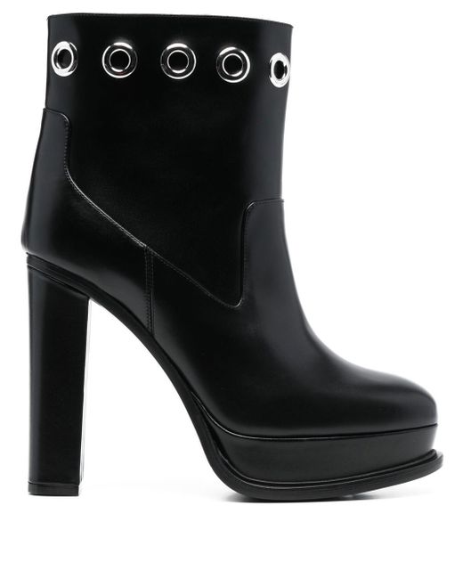 Alexander McQueen Leather Heel Ankle Boots