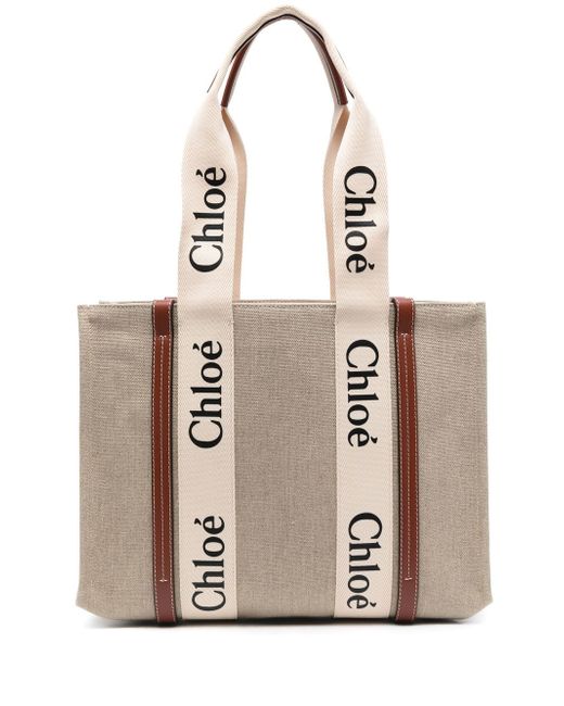 Chloé Woody Medium Canvas Shopping Bag