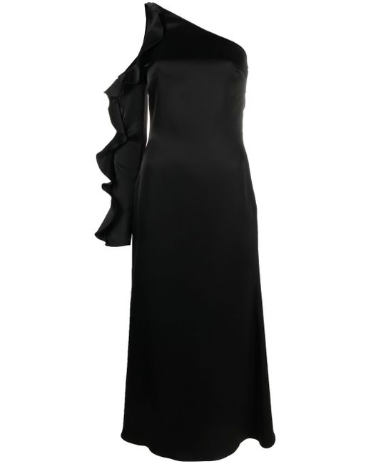 David Koma Ruffle Detail One Shoulder Midi Dress