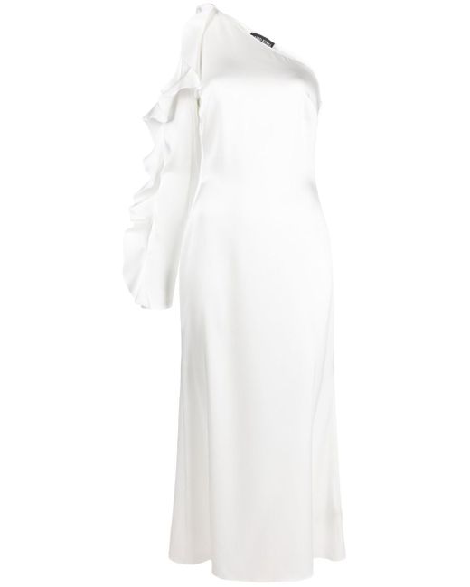 David Koma Ruffle Detail One Shoulder Midi Dress