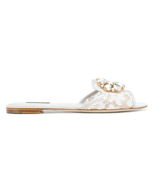 Dolce & Gabbana Crystal Lace Flat Sandals