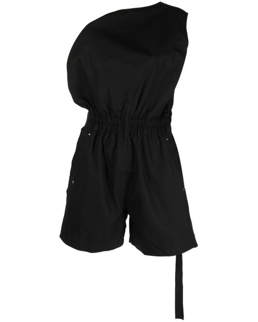 Rick Owens DRKSHDW One-shoulder Short Cotton Jumpsuit