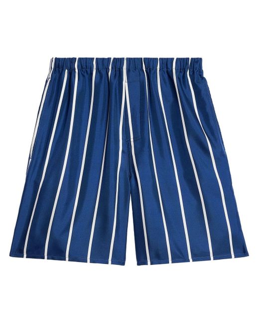 AMI Alexandre Mattiussi Striped Silk Shorts