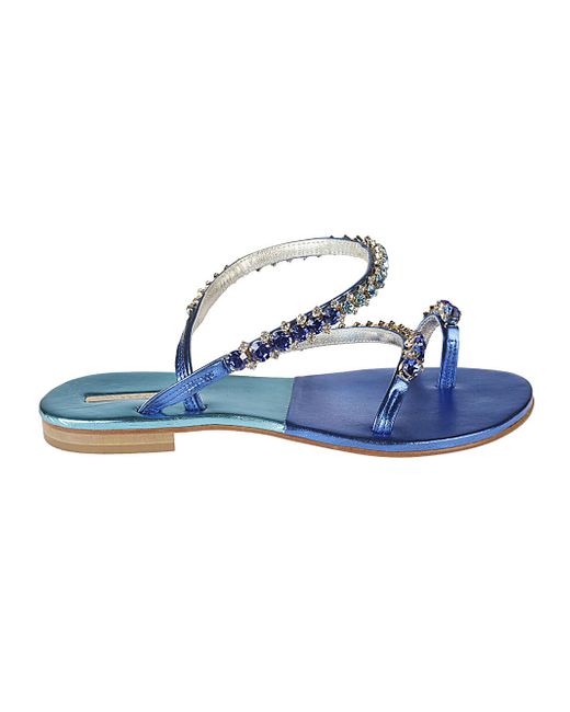 Emanuela Caruso Jewel Leather Thong Sandals