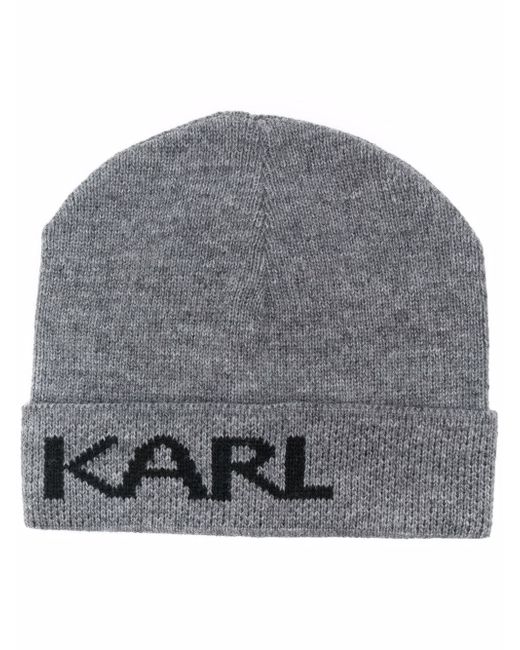 Karl Lagergeld Wool Blend Cap With Logo Print