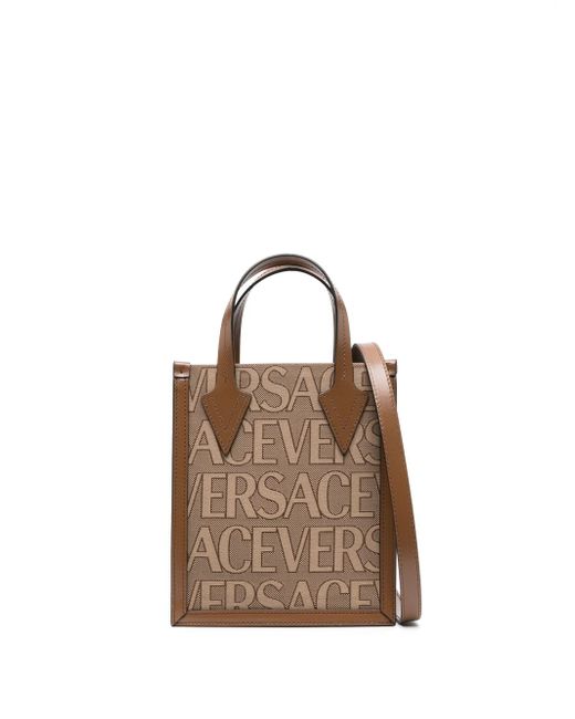 Versace La Vacanza All Over Logo Small Tote Bag