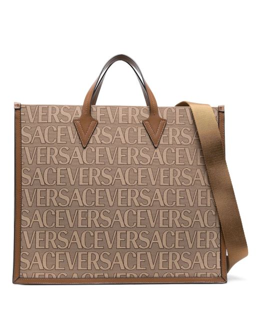 Versace La Vacanza All Over Logo Large Tote Bag