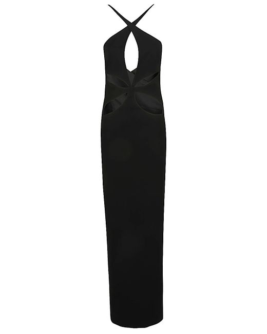 Monot Cut-out Detail Silk Crepe Long Dress