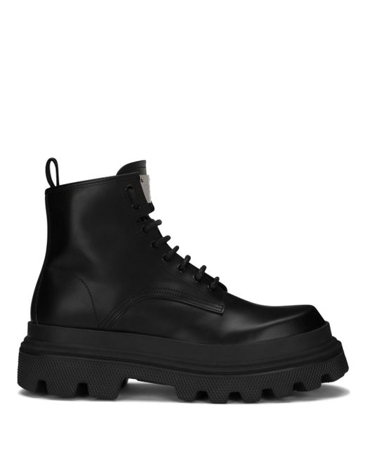 Dolce & Gabbana Leather Laced Up Boots