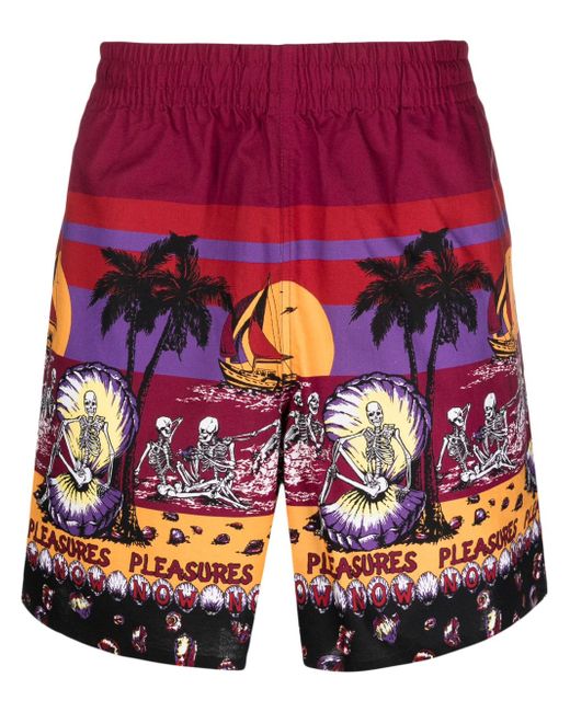 Pleasures Beach Printed Shorts