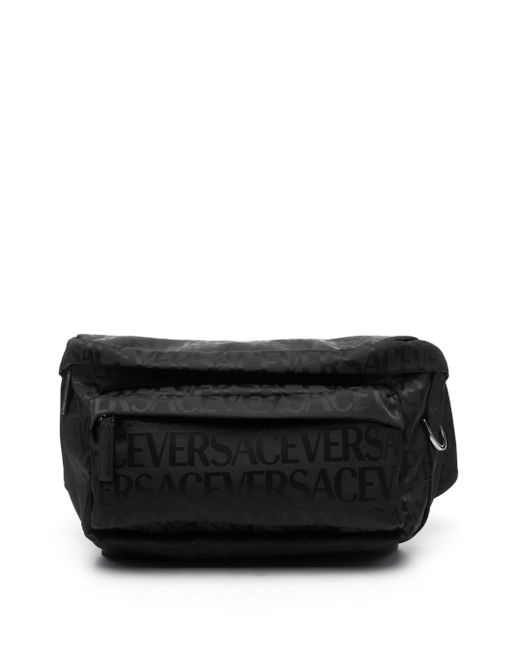 Versace All Over Logo Nylon Belt Bag