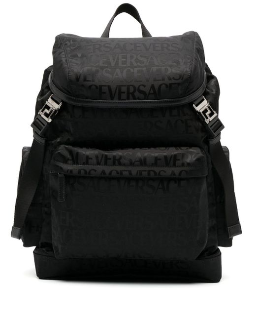 Versace All Over Logo Nylon Backpack