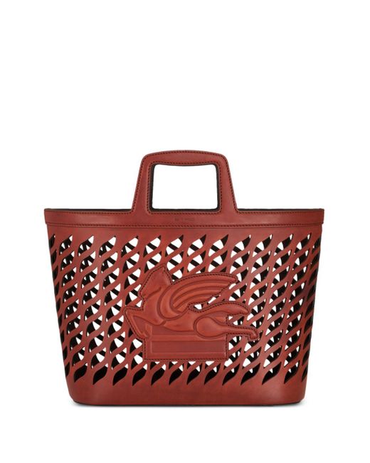 Etro Perforated Leather Shopping Bag
