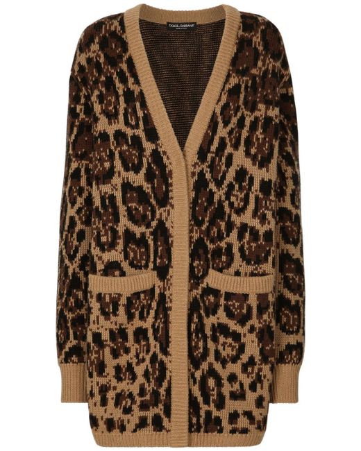 Dolce & Gabbana Leopard Print Cashmere Cardigan