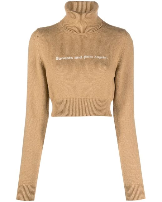 Palm Angels Cropped High Neck Sweater