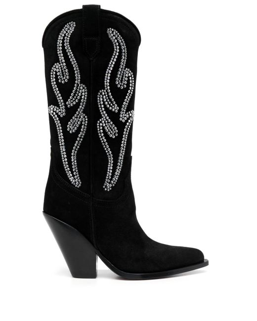 Sonora Crystal Detail Suede Western Boots