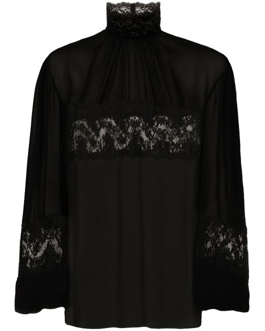 Dolce & Gabbana Lace Detail Silk Blouse