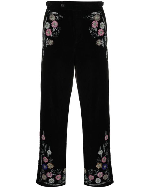 Bode Embroidered Cotton Trousers