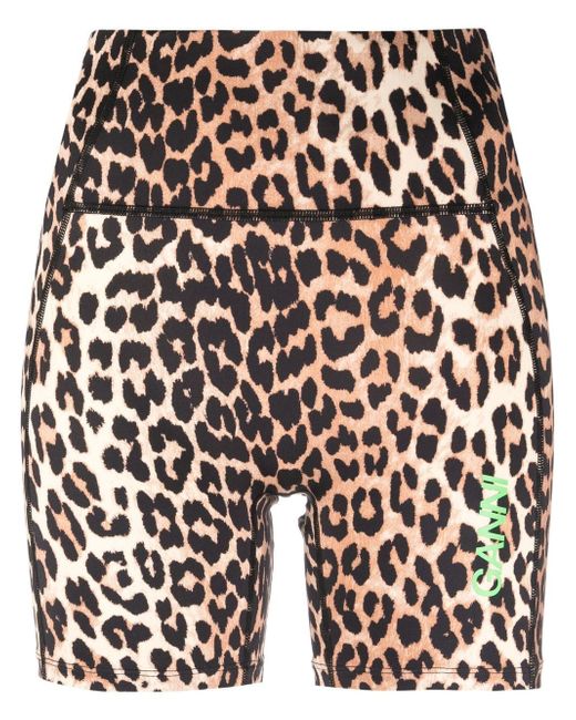 Ganni Leopard Print Shorts