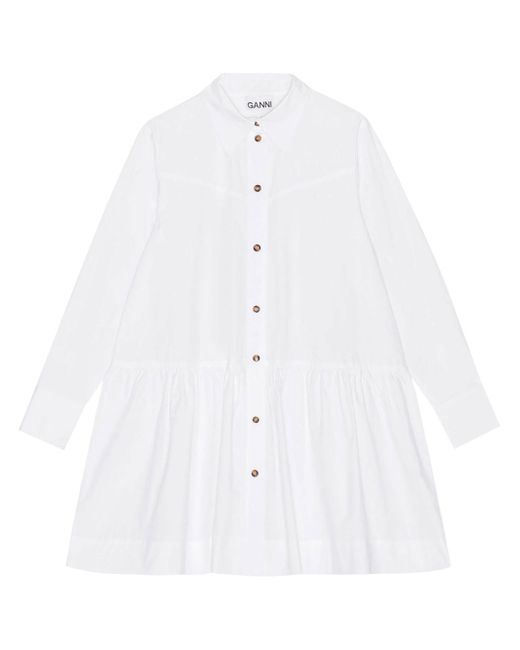 Ganni Organic Cotton Mini Shirt Dress
