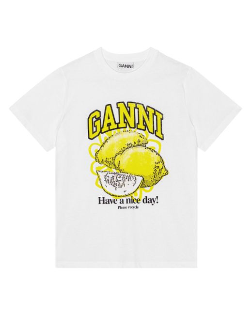 Ganni Printed Cotton T-shirt
