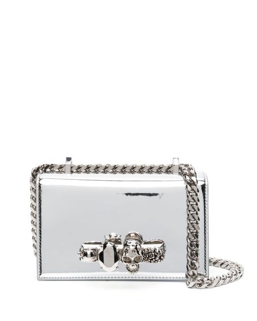 Alexander McQueen Mini Jewelled Satchel Metallic Effect Crossbody Bag