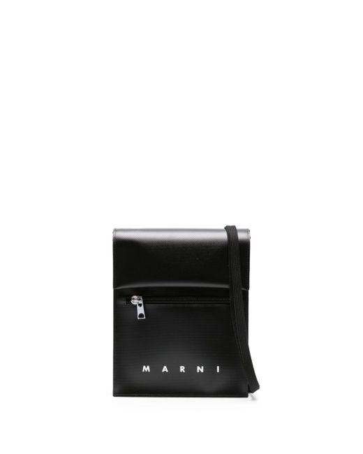 Marni Logo Leather Pouch On Strap