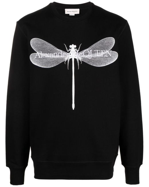 Alexander McQueen Dragonfly Print Organic Cotton Sweatshirt