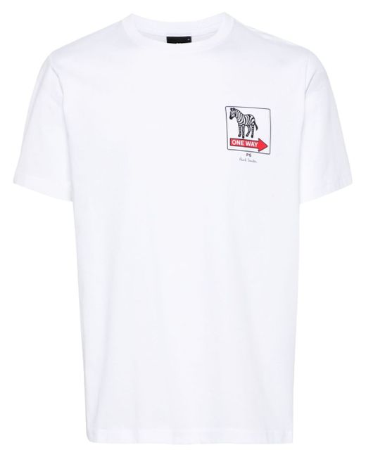 PS Paul Smith One Way Zebra Print Cotton T-shirt