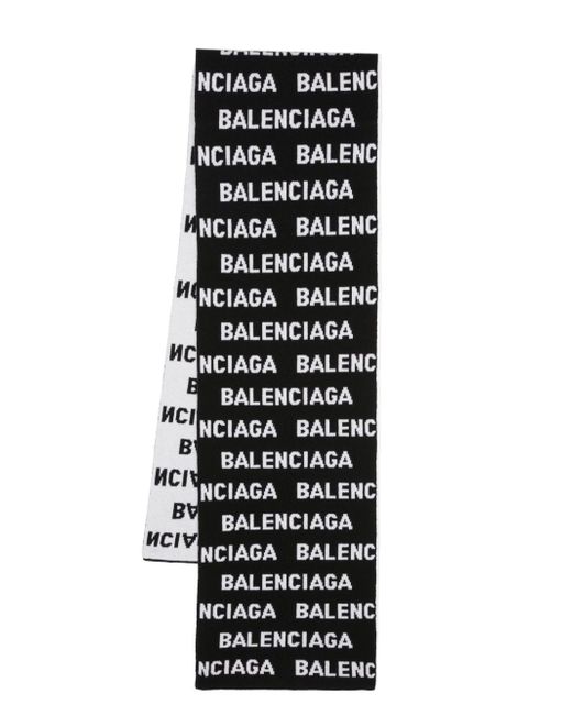 Balenciaga Allover Logo Wool Scarf