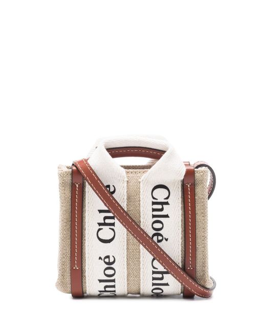 Chloé Woody Nano Canvas And Leather Tote Bag