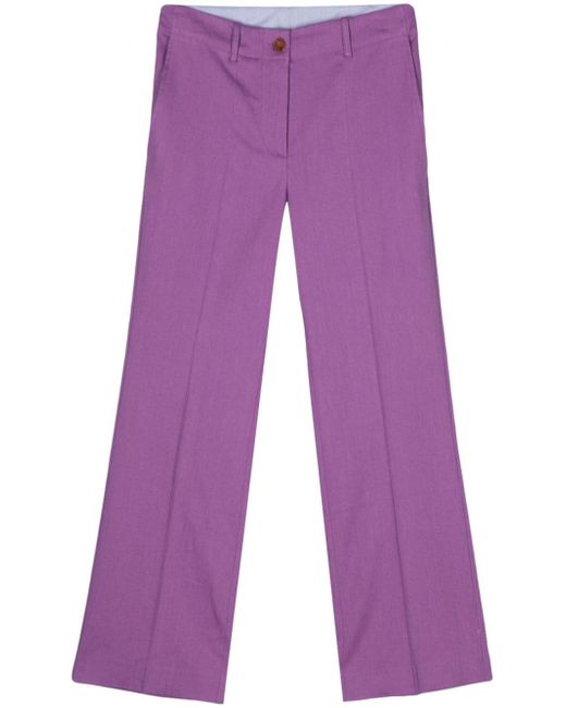 Alysi Flared Linen Cropped Trousers