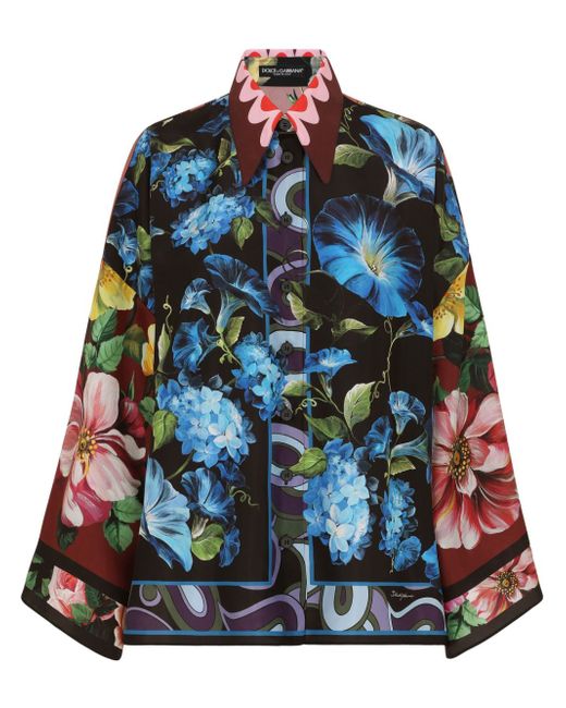Dolce & Gabbana Flower Print Silk Shirt