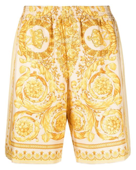 Versace Barocco Print Silk Shorts
